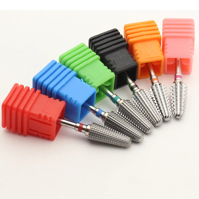 New! 5 in 1 Tapered Safety Carbide Nail Drill Bits With Cut Drills Carbide Milling Cutter Manicure Remove Gel Nails Accessories