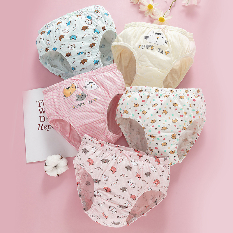 5 Pcs/Lot Cotton Girl Underwear Beautiful Rainbow Cartoon Panties For Girls Breathable Kids briefs Soft Girls Triangle knickers