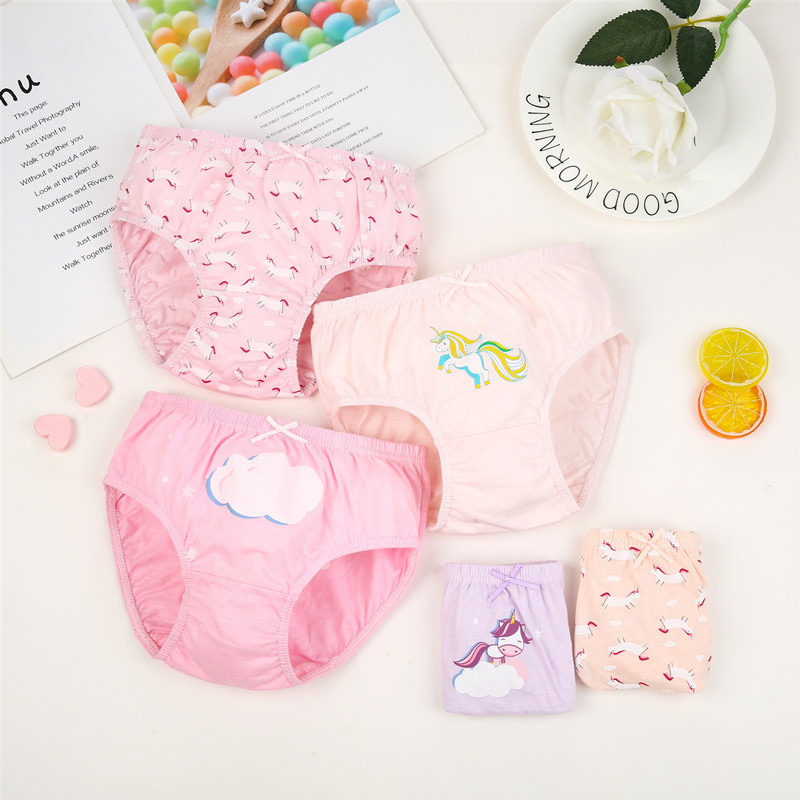 5 Pcs/Lot Cotton Girl Underwear Beautiful Rainbow Cartoon Panties For Girls Breathable Kids briefs Soft Girls Triangle knickers