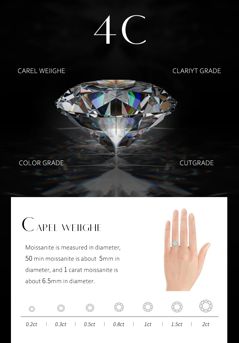 Round Cut D Color VVS1 Moissanite 10K 14K Yellow Gold Plated Engagement Wedding Band Moissanite Lab Grown Diamond Ring for Women