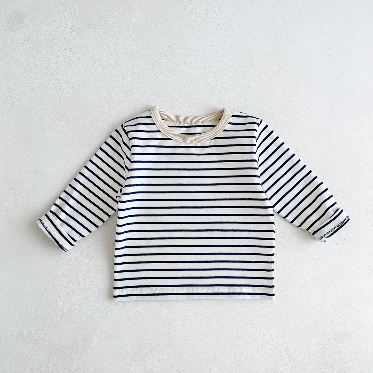 Infant Newborn Girls Boys Autumn Full Sleeve Striped Top Tees Kids Baby Casual Bottoming Shirts Toddler T-shirts Cotton Clothing