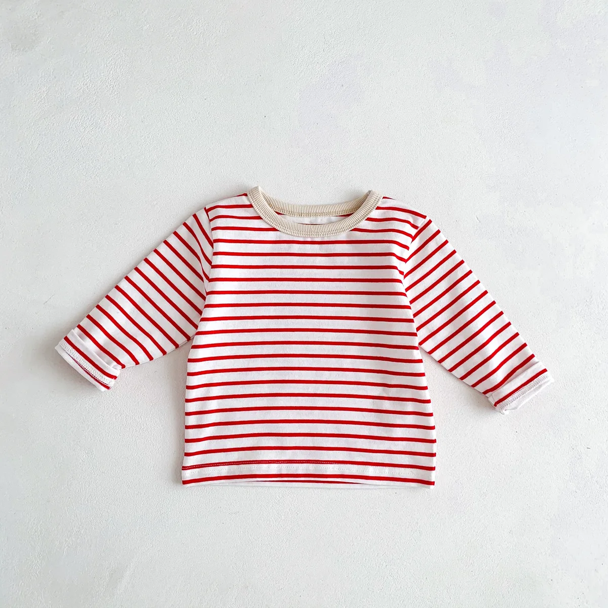 Infant Newborn Girls Boys Autumn Full Sleeve Striped Top Tees Kids Baby Casual Bottoming Shirts Toddler T-shirts Cotton Clothing