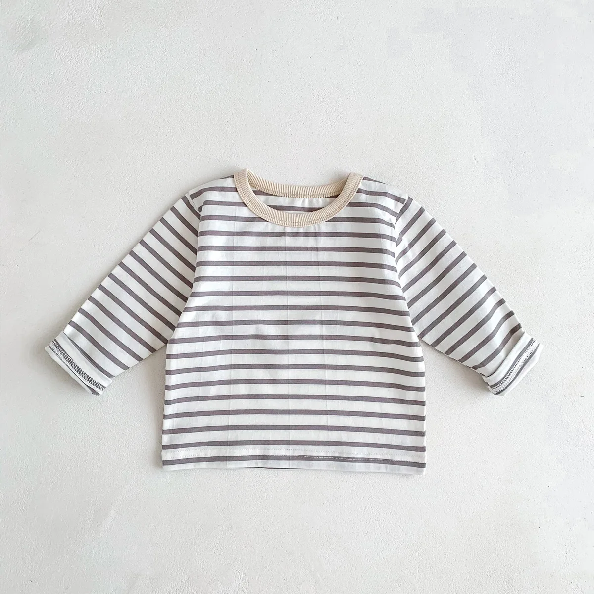 Infant Newborn Girls Boys Autumn Full Sleeve Striped Top Tees Kids Baby Casual Bottoming Shirts Toddler T-shirts Cotton Clothing