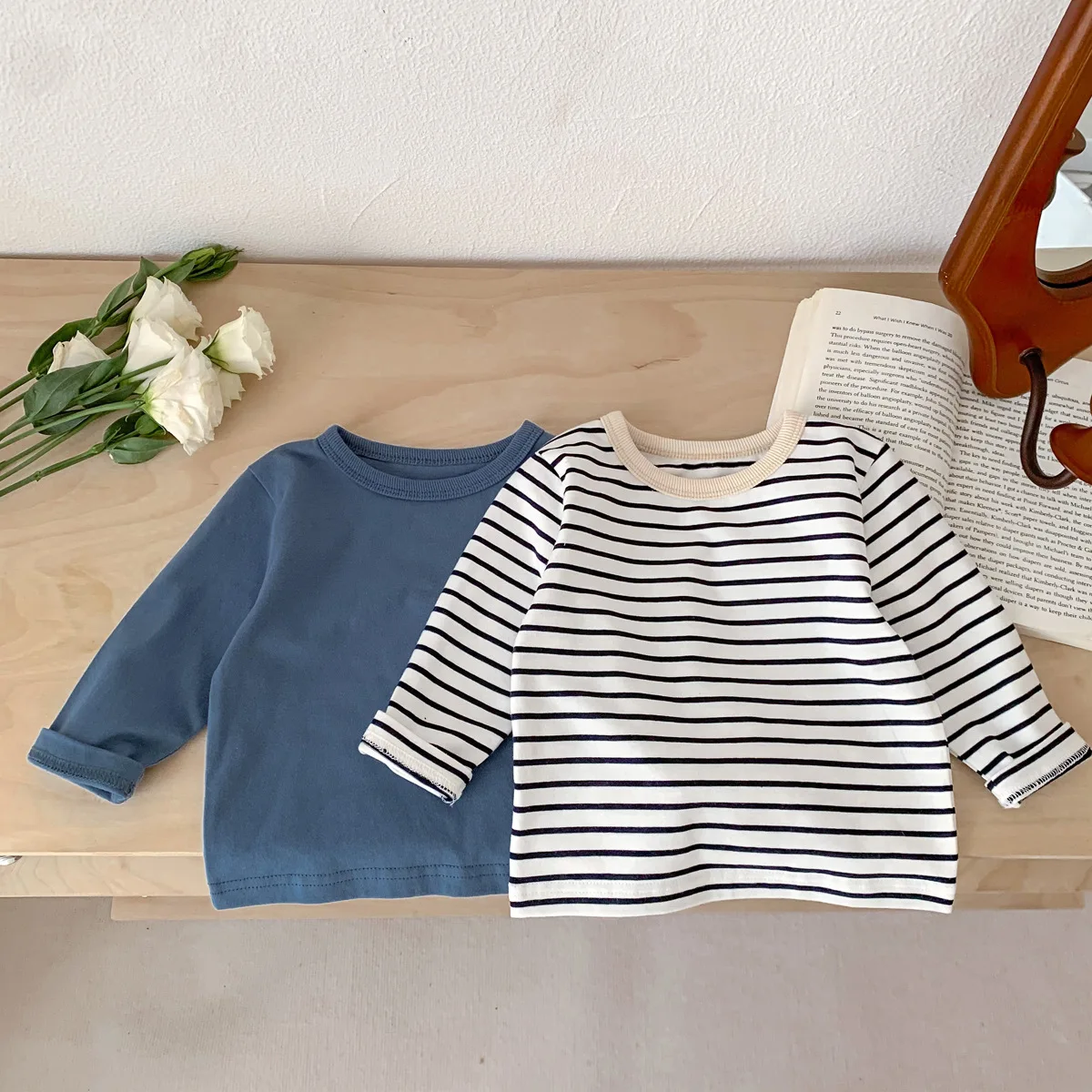 Infant Newborn Girls Boys Autumn Full Sleeve Striped Top Tees Kids Baby Casual Bottoming Shirts Toddler T-shirts Cotton Clothing