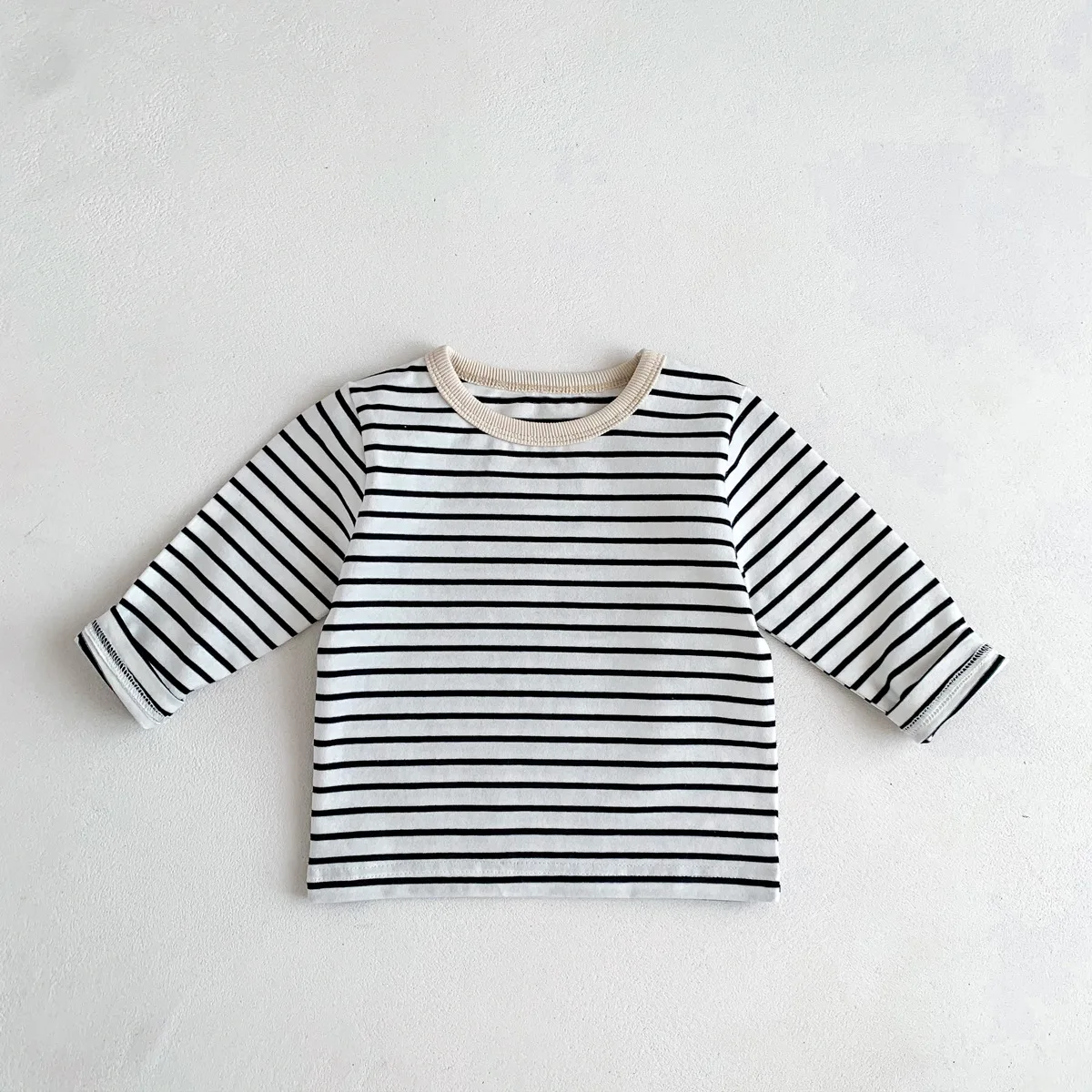 Infant Newborn Girls Boys Autumn Full Sleeve Striped Top Tees Kids Baby Casual Bottoming Shirts Toddler T-shirts Cotton Clothing