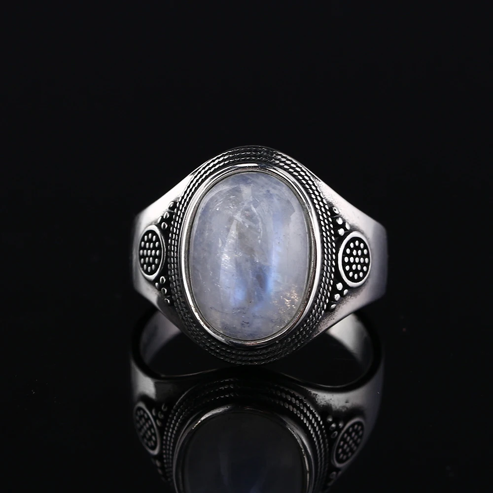 Vintage Natural Labradorite Ring for Women Men 10x14MM Oval Large Tiger Eye S925 Silver Plated Rings Boho Jewelry Gift FCGJHW