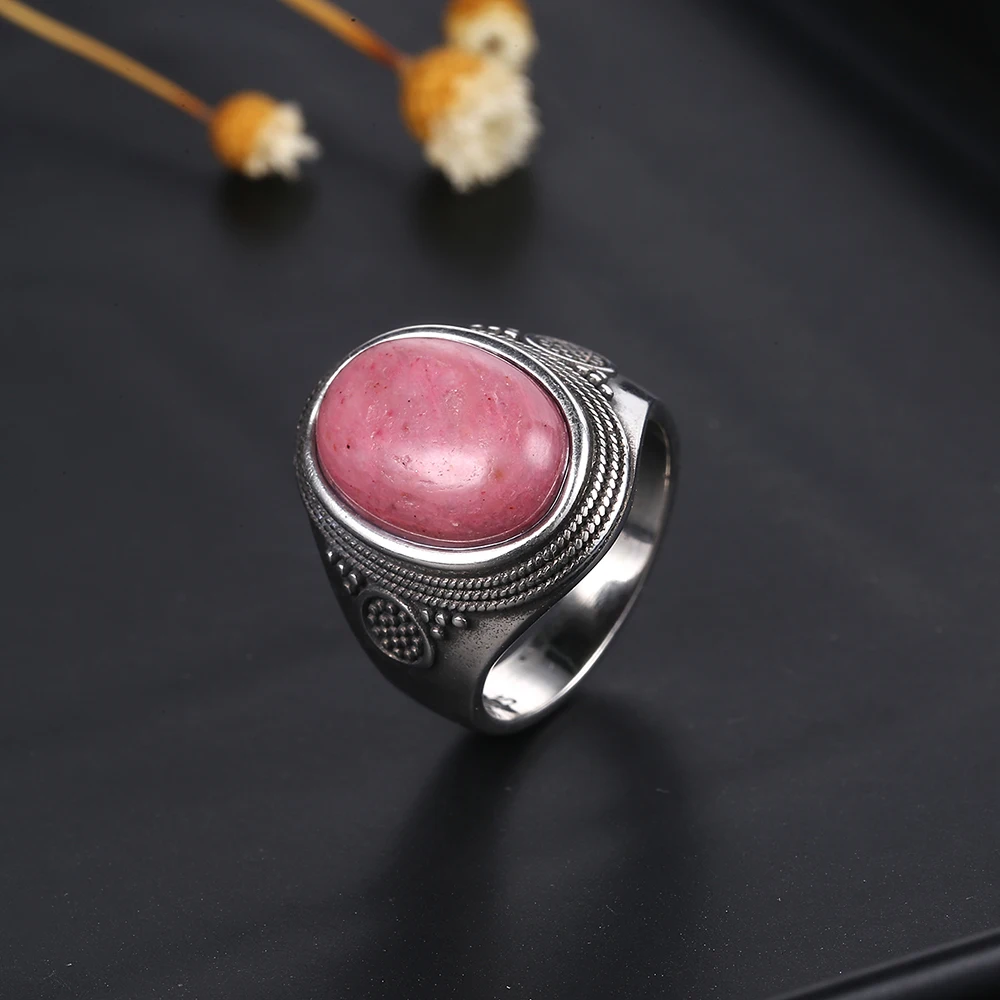 Vintage Natural Labradorite Ring for Women Men 10x14MM Oval Large Tiger Eye S925 Silver Plated Rings Boho Jewelry Gift FCGJHW