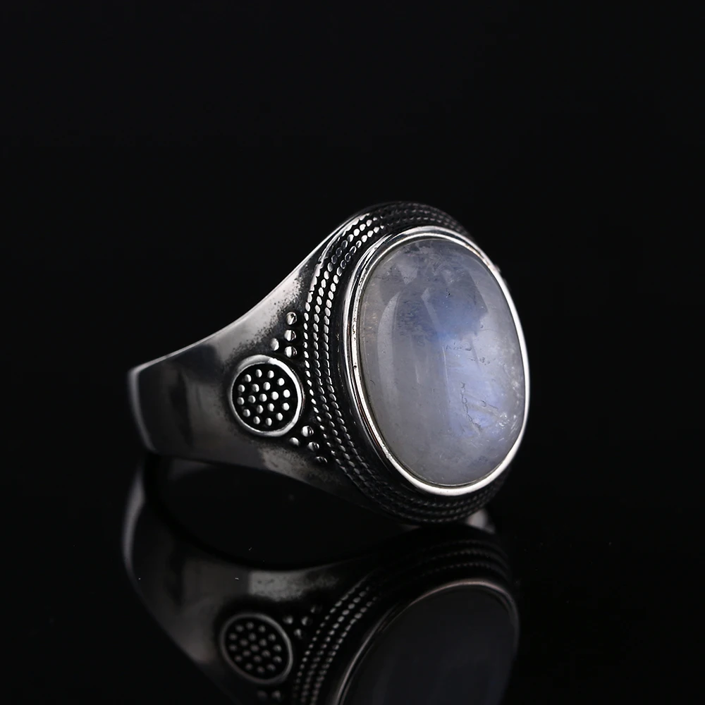 Vintage Natural Labradorite Ring for Women Men 10x14MM Oval Large Tiger Eye S925 Silver Plated Rings Boho Jewelry Gift FCGJHW