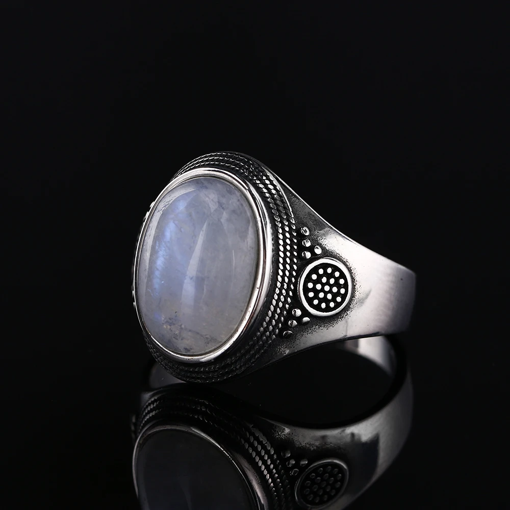 Vintage Natural Labradorite Ring for Women Men 10x14MM Oval Large Tiger Eye S925 Silver Plated Rings Boho Jewelry Gift FCGJHW