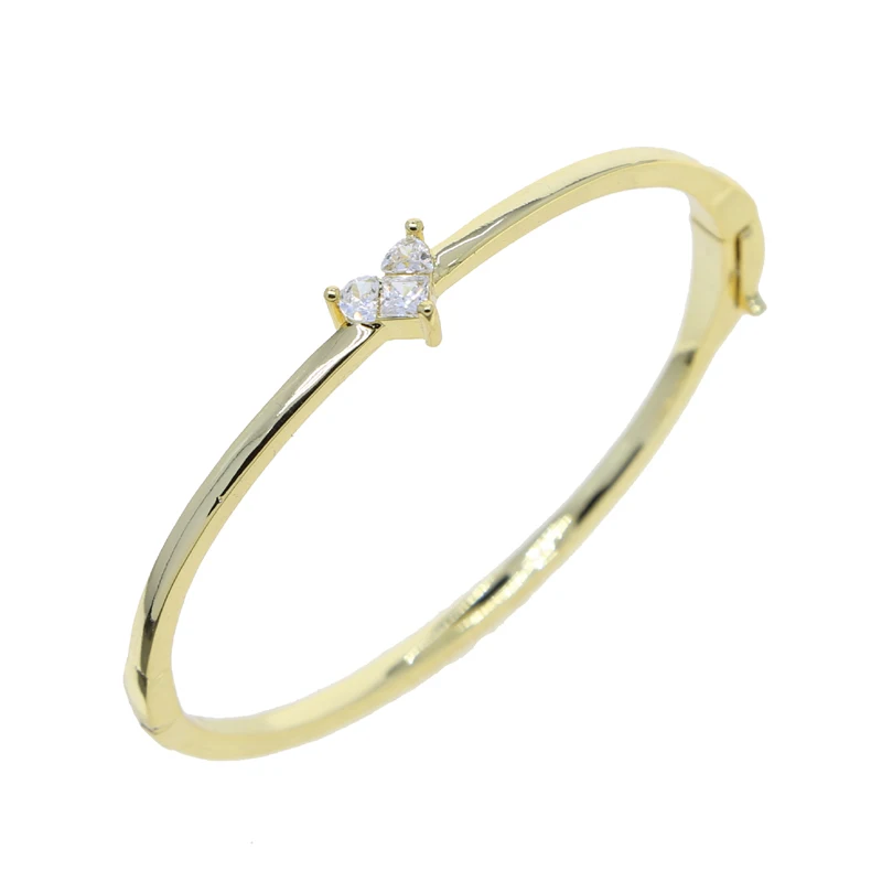 Promotion 7.5" Inner 60mm Three Stone Geometric Triangle Shaped Gold Color Women Bangle Bracelet