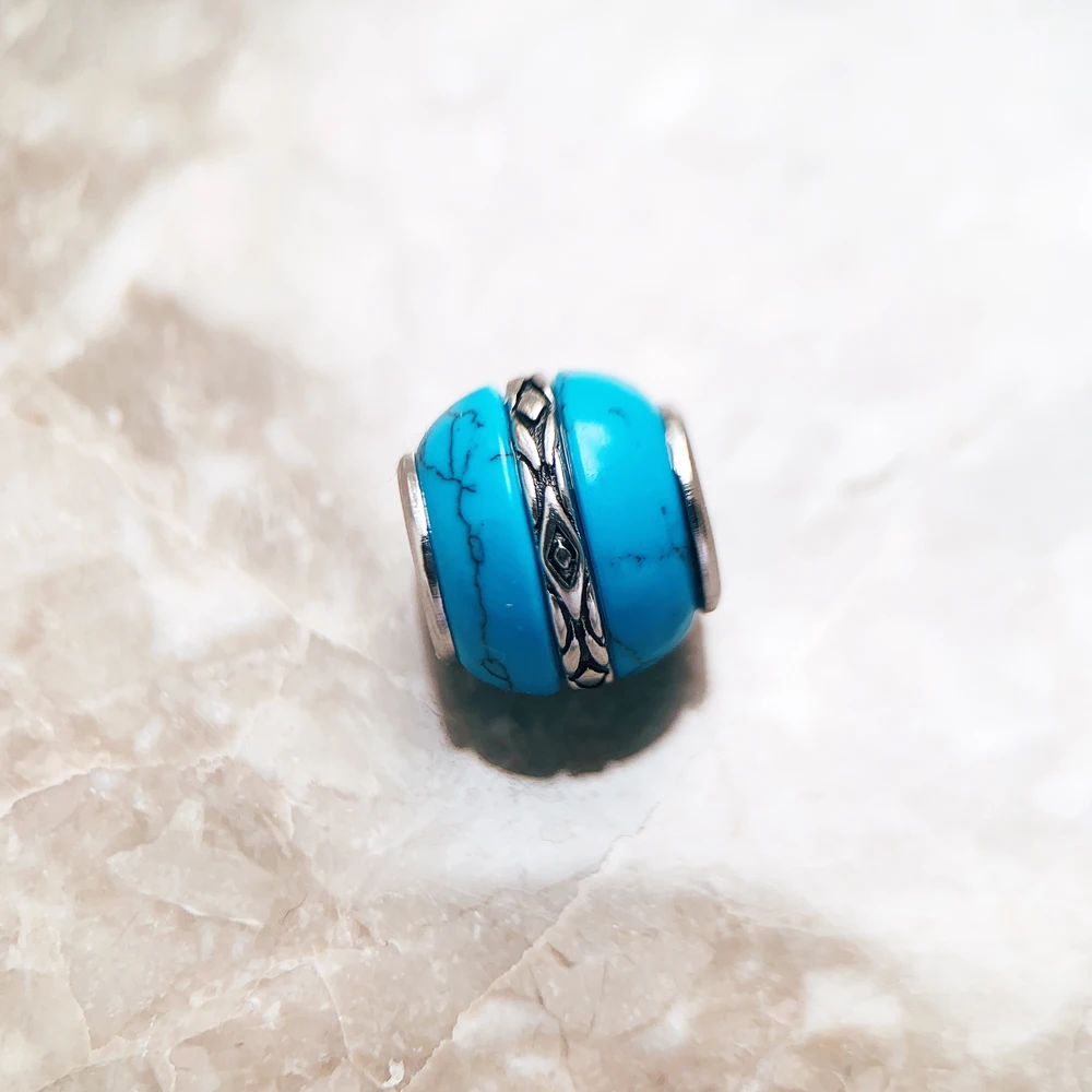 Bead Ornament Turquoise Luxury Accessories 925 Sterling Silver Charm For Jewelry Making Women Men