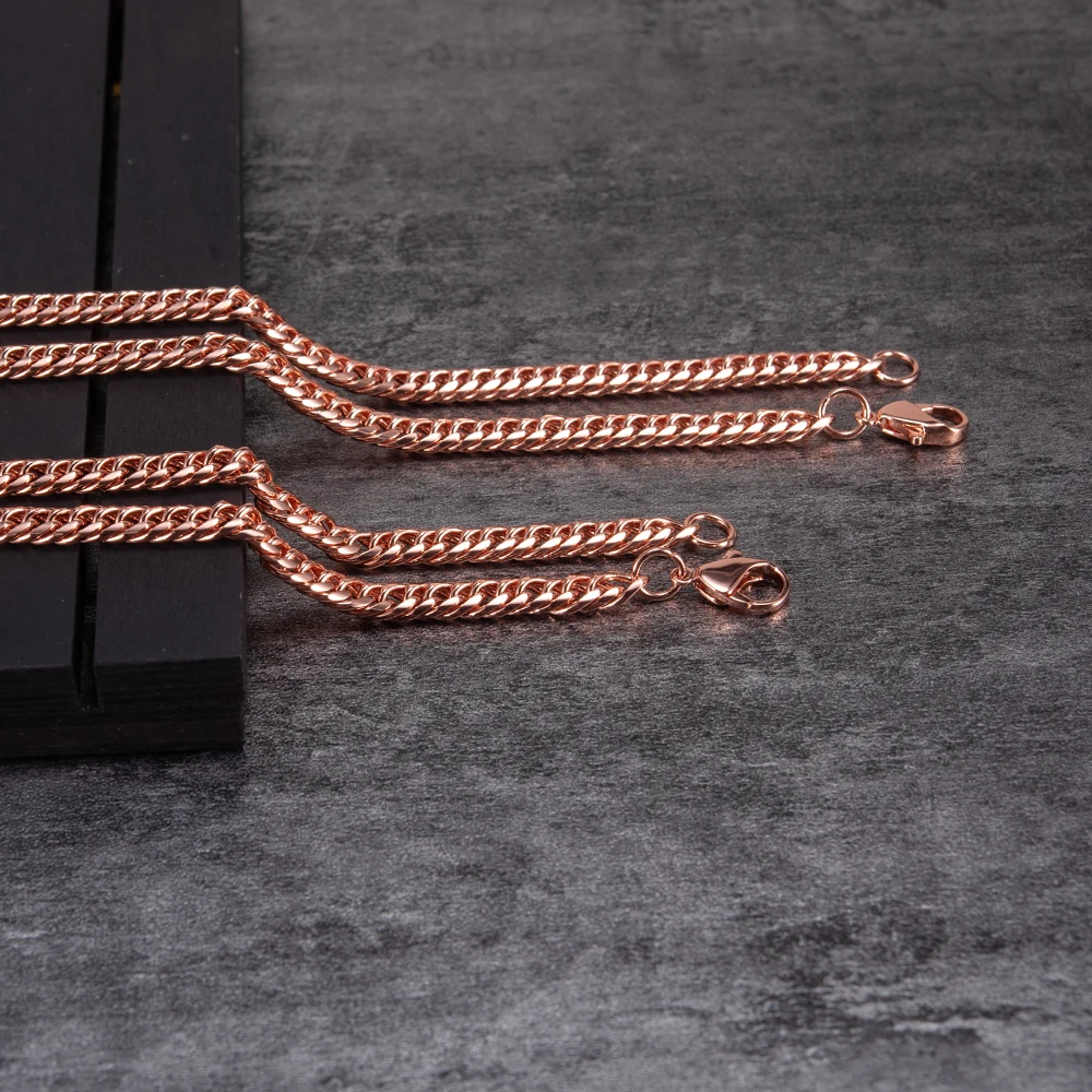 Vinterly Cuban Chain Long Necklace for Men Women Red Copper Adjustable 20/22 Inch Twisted Anti-scratch Jewelry Lobster Clasps