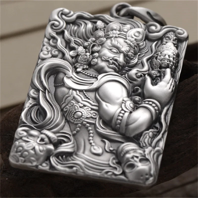 Personality Acalanatha Buddha Pendant Men Jewelry Retro 925 Silver Chain Necklace Male Amult Neck Accessories For Boyfriend Gift