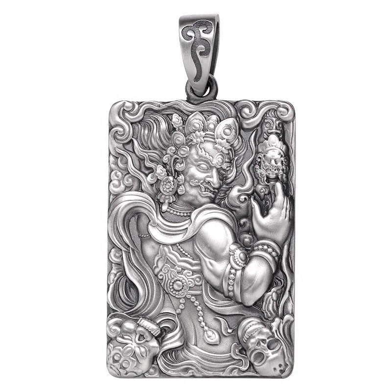 Personality Acalanatha Buddha Pendant Men Jewelry Retro 925 Silver Chain Necklace Male Amult Neck Accessories For Boyfriend Gift