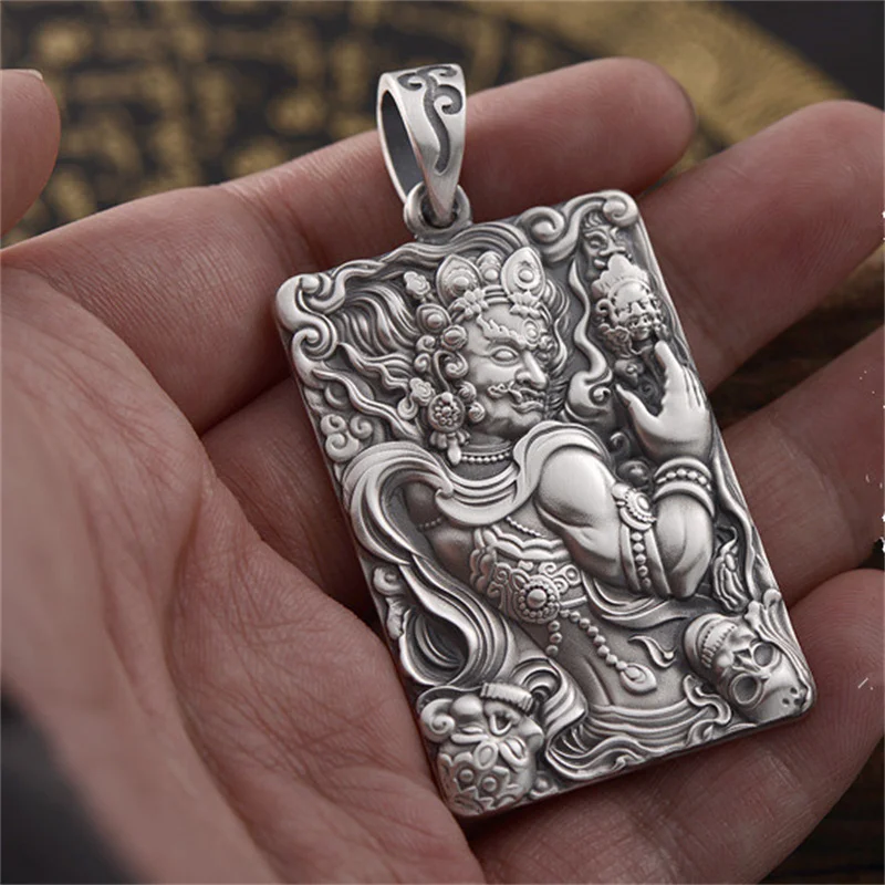 Personality Acalanatha Buddha Pendant Men Jewelry Retro 925 Silver Chain Necklace Male Amult Neck Accessories For Boyfriend Gift