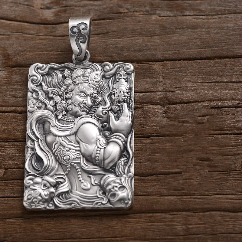 Personality Acalanatha Buddha Pendant Men Jewelry Retro 925 Silver Chain Necklace Male Amult Neck Accessories For Boyfriend Gift