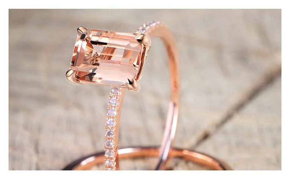 ZDADAN 925 Sterling Silver 2pcs 18K Rose Gold Square Zircon Rings For Women Wedding Jewelry