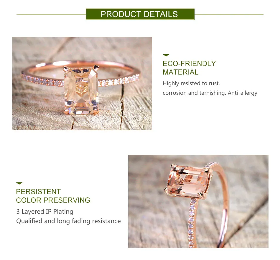 ZDADAN 925 Sterling Silver 2pcs 18K Rose Gold Square Zircon Rings For Women Wedding Jewelry