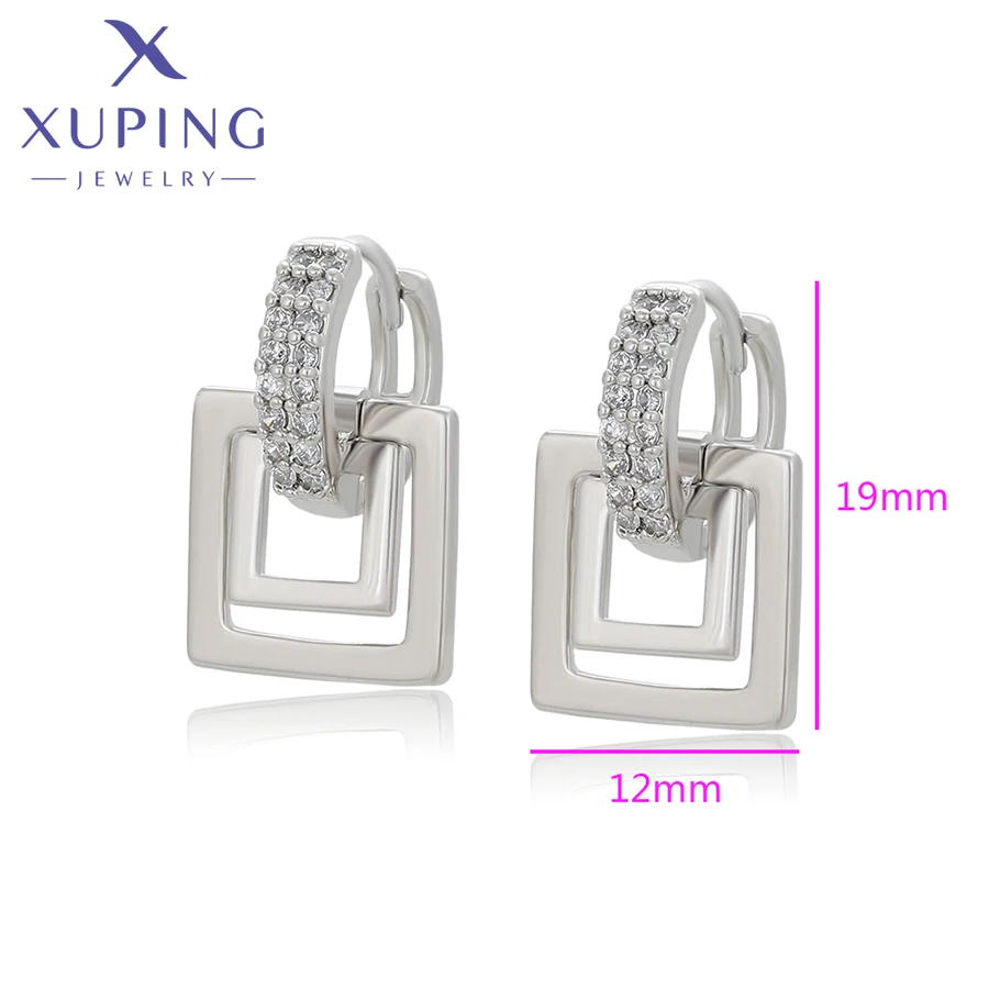 Xuping Jewelry Fashion Hot Selling Square Simple Earrings Stone Platinum Earring for Women Trendy Jewellery Gift X001256365