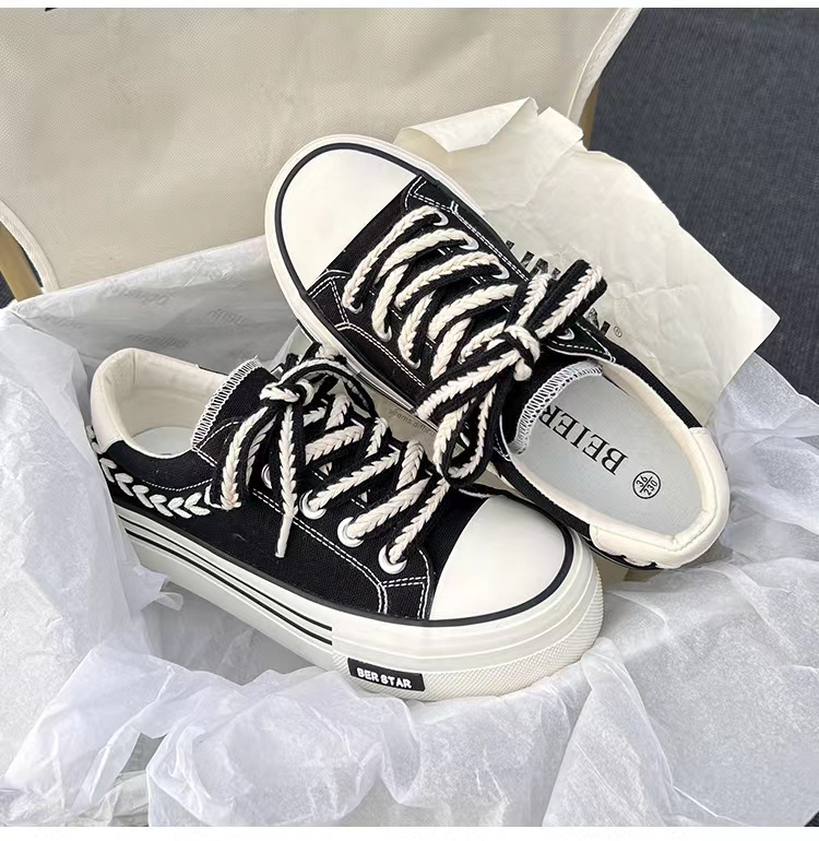 2023 New Spring Platform Vulcanized Shoes Fashion Women Canvas Shoe Casual Flat Sneakers Female Comfort Sneaker Zapatos Mujer