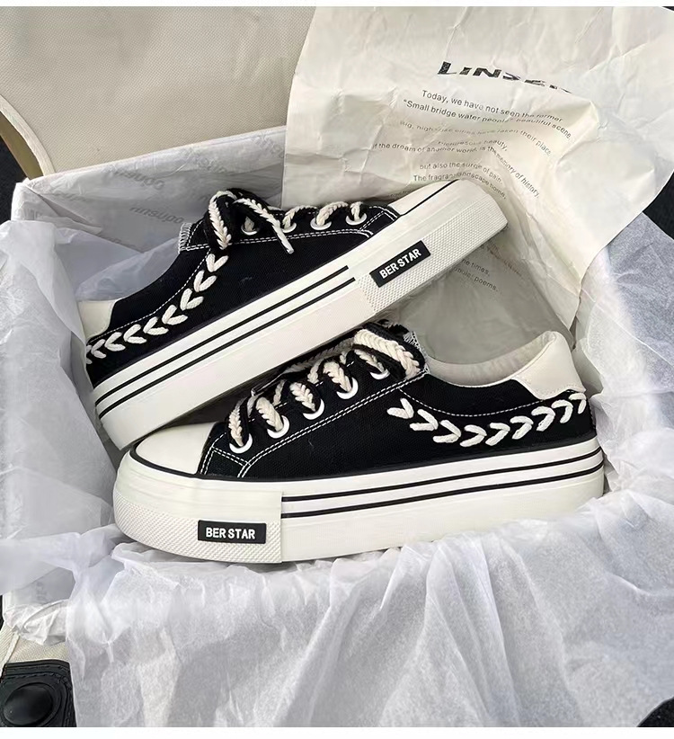 2023 New Spring Platform Vulcanized Shoes Fashion Women Canvas Shoe Casual Flat Sneakers Female Comfort Sneaker Zapatos Mujer