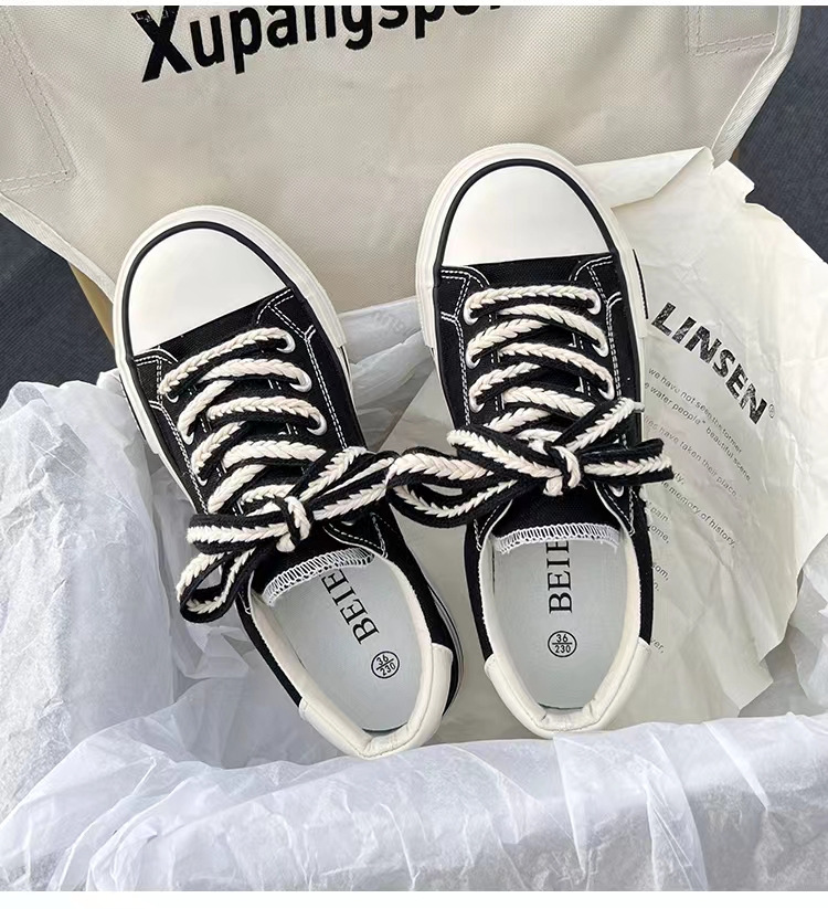 2023 New Spring Platform Vulcanized Shoes Fashion Women Canvas Shoe Casual Flat Sneakers Female Comfort Sneaker Zapatos Mujer