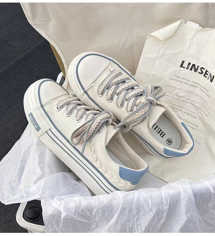 2023 New Spring Platform Vulcanized Shoes Fashion Women Canvas Shoe Casual Flat Sneakers Female Comfort Sneaker Zapatos Mujer