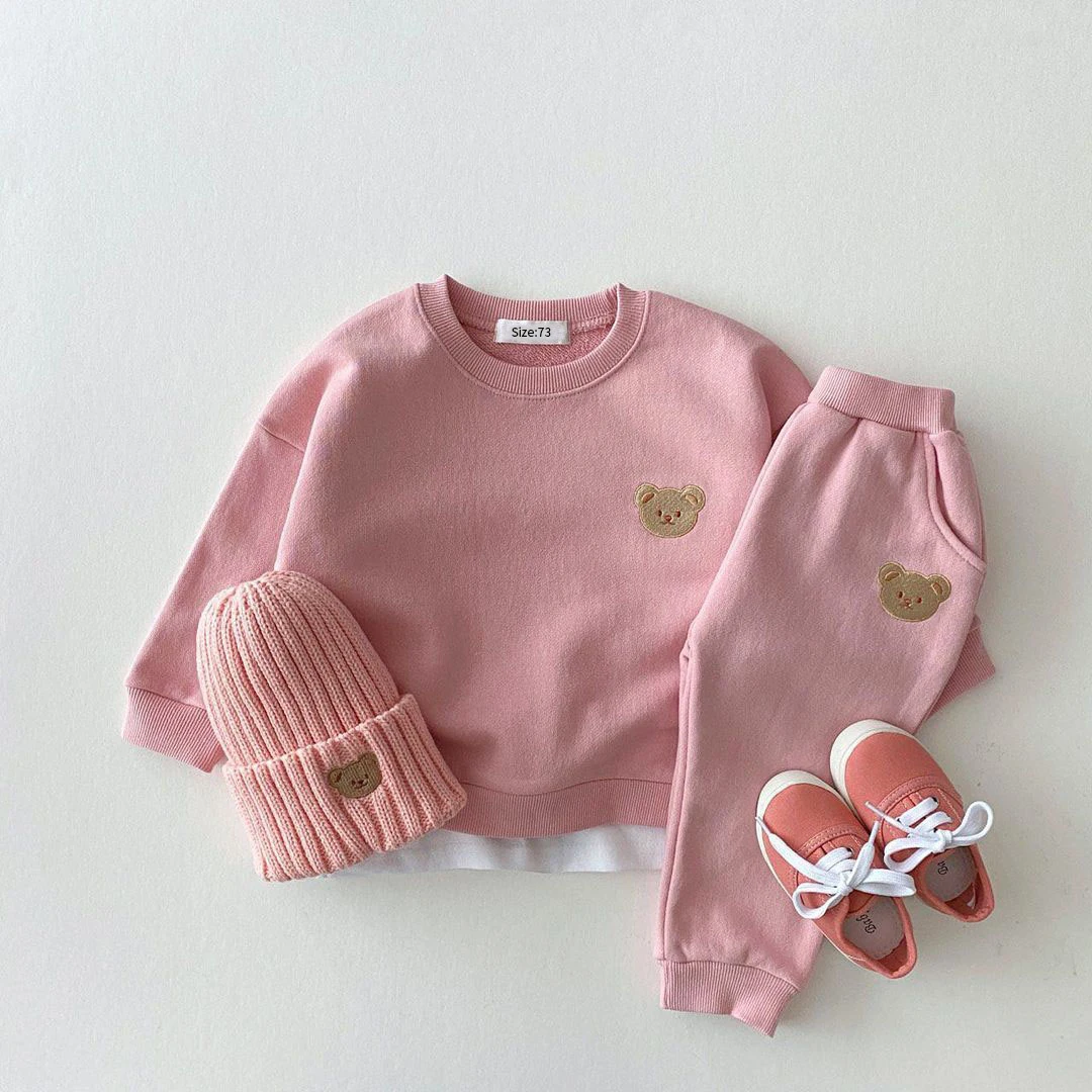 2pc Baby Boys Girls Set Autumn Little Bear Embroidery Tops Coat + Pants Suit Clothes Two-piece Newborn Spring Winter Sets Kids