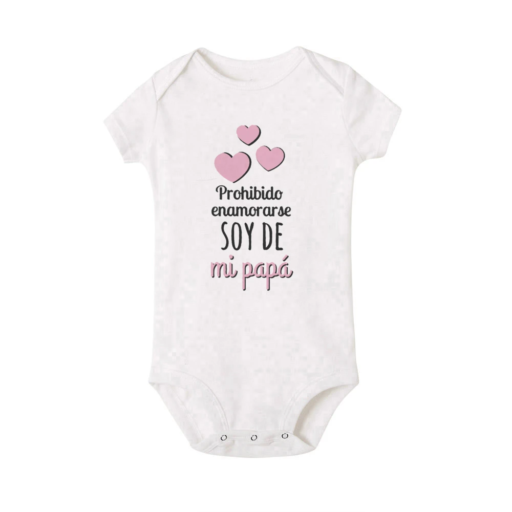 No Falling in Love I'm My Dad's Spanish Printed Baby Bodysuit Funny Newborn Jumpsuit Toddler Summer Clothes Infant Shower Gifts