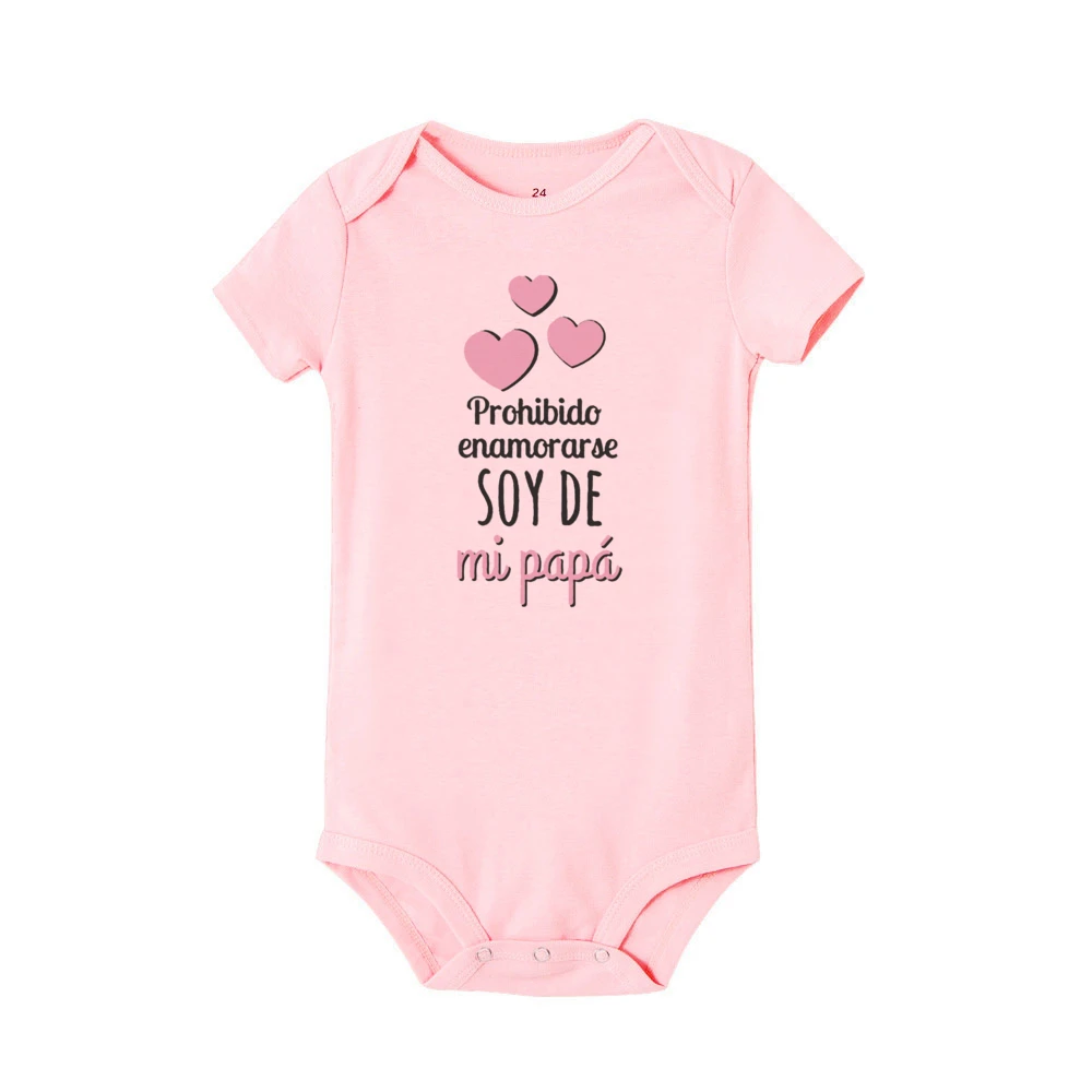 No Falling in Love I'm My Dad's Spanish Printed Baby Bodysuit Funny Newborn Jumpsuit Toddler Summer Clothes Infant Shower Gifts