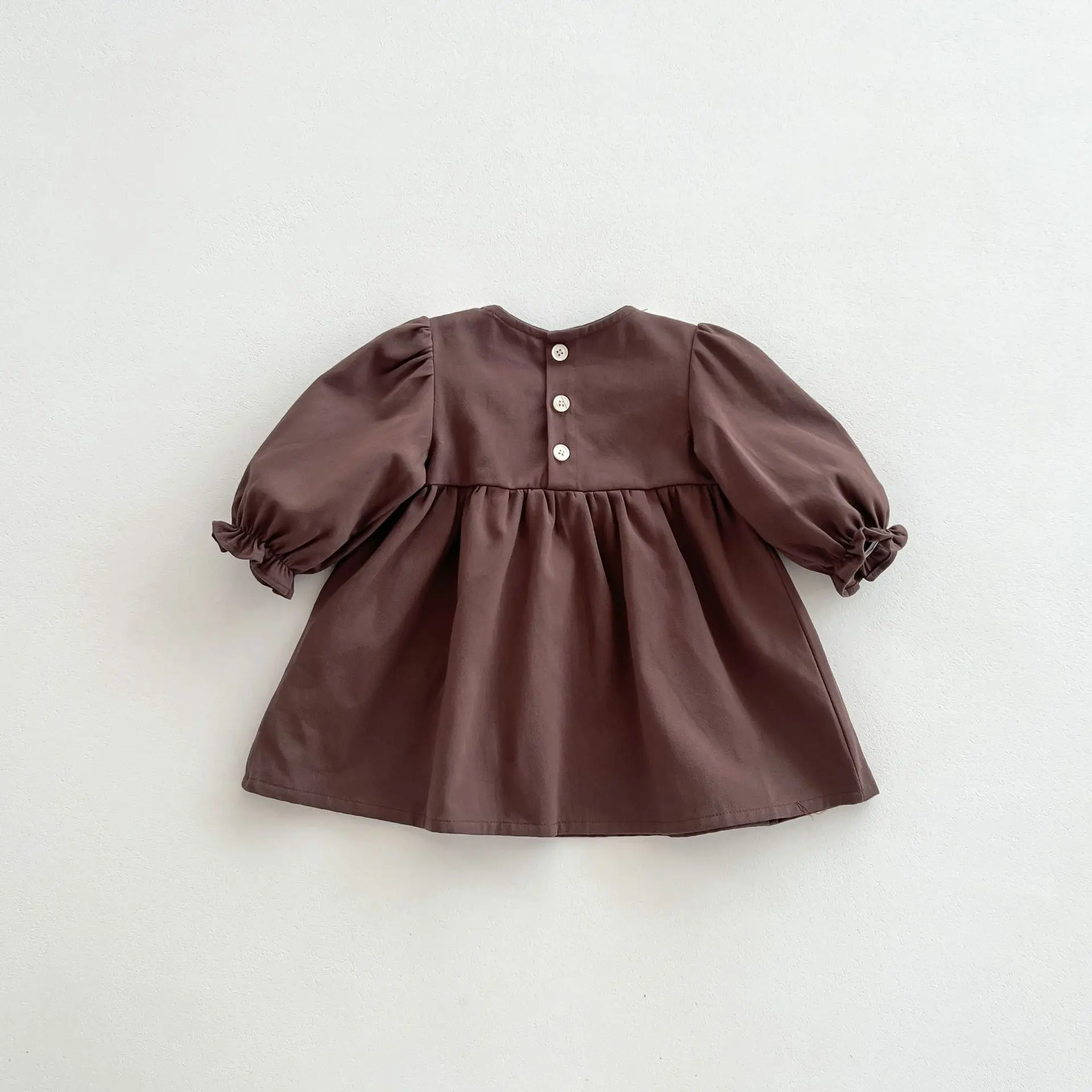 Girl Baby School Style Retro Ruffle Princess Long Sleeves Dress Spring Autumn Children Cotton Sweet Bow Casual Party Dresses