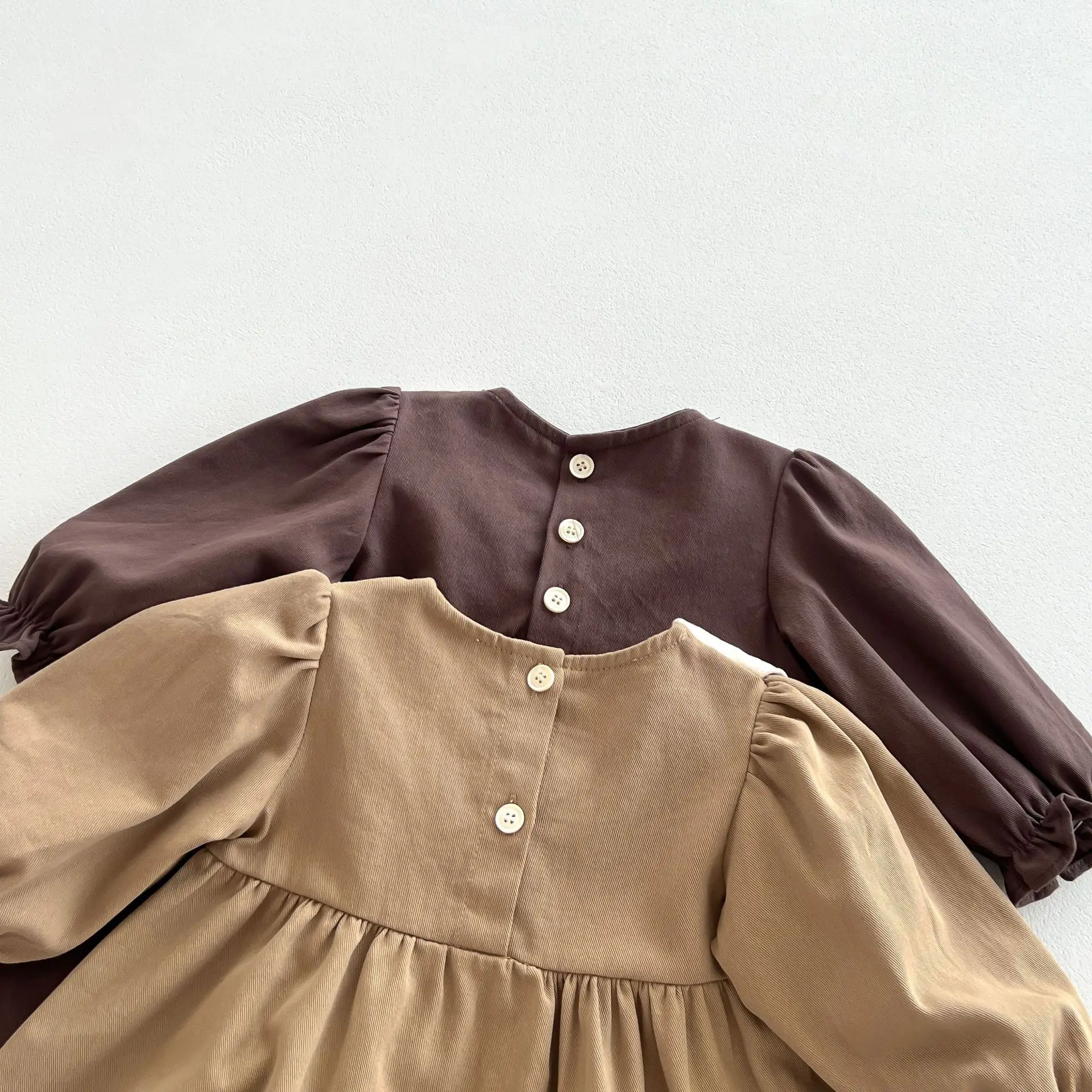 Girl Baby School Style Retro Ruffle Princess Long Sleeves Dress Spring Autumn Children Cotton Sweet Bow Casual Party Dresses