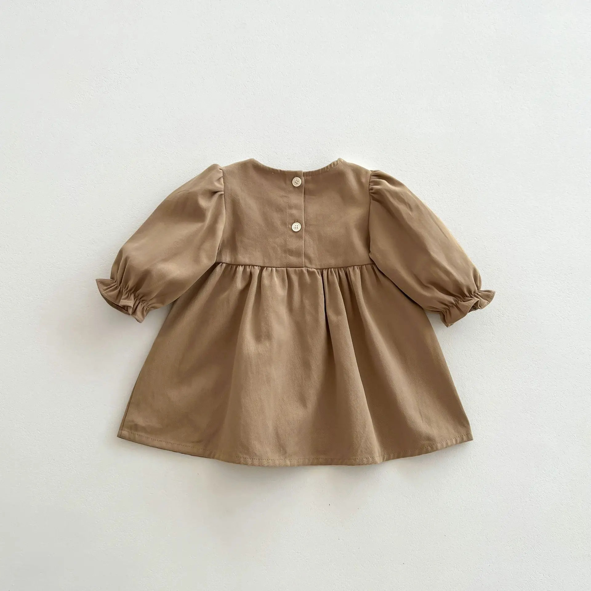 Girl Baby School Style Retro Ruffle Princess Long Sleeves Dress Spring Autumn Children Cotton Sweet Bow Casual Party Dresses