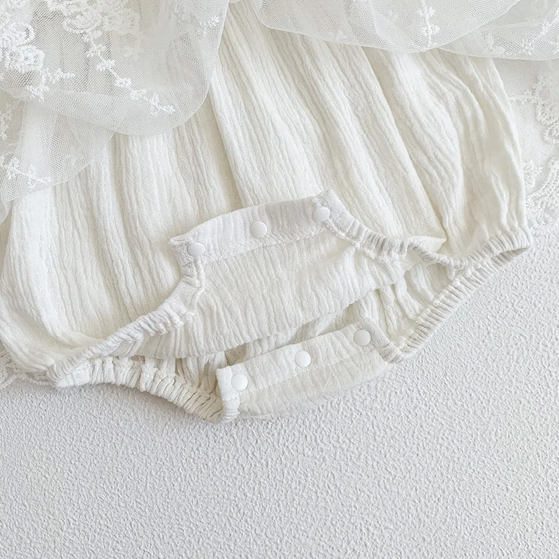MILANCEL Summer Solid Mesh Newborn Baby Girl Bodysuit Dress Ruffle Baby One Piece Toddler Birthday Clothing princess Jumpsuit