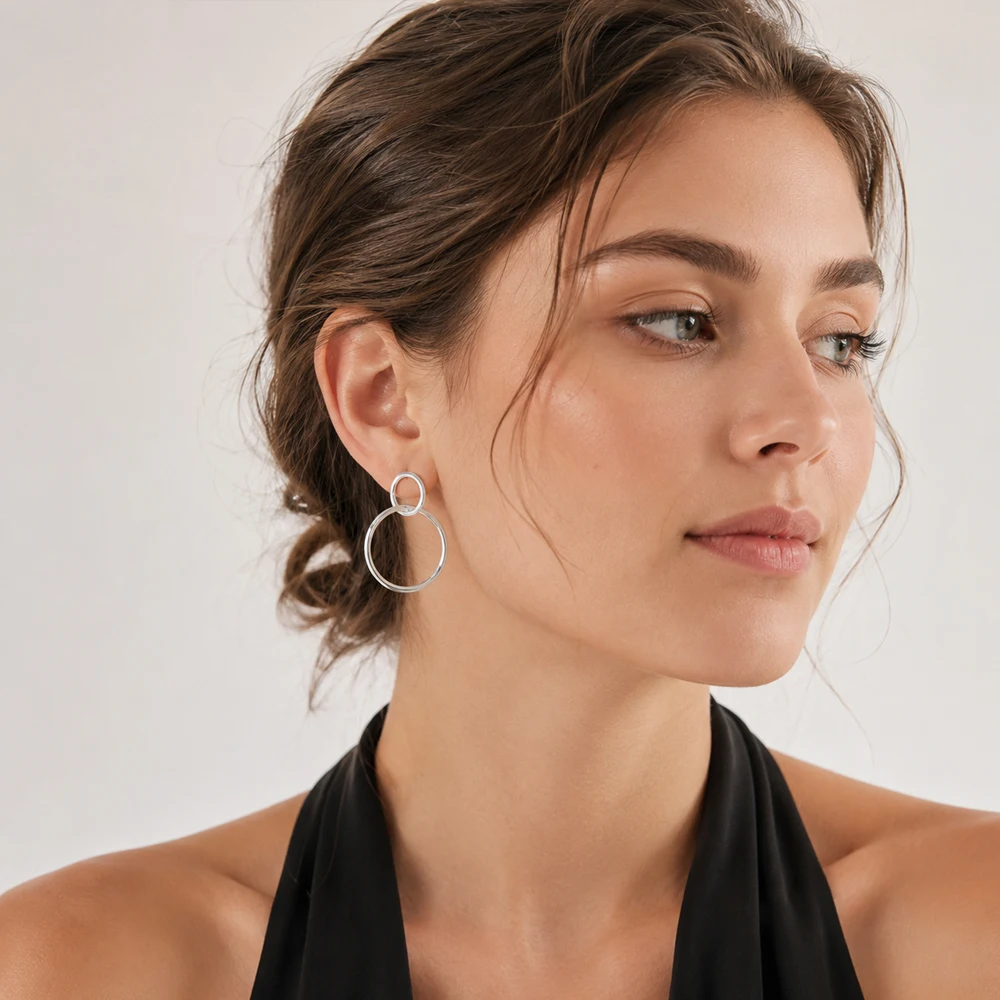 Earrings Circles Europe Simplicity Fine Jewelry For Women Autumn Brand New Sterling Silver 925 Gift