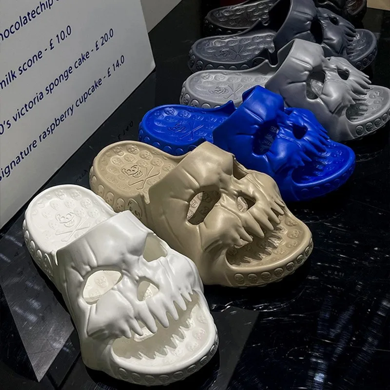 High Quality EVA Skull Design Slippers Summer Outdoor Novelty Slide Thick Sole Platform Beach Non Slip Men Women Cloud Sandal