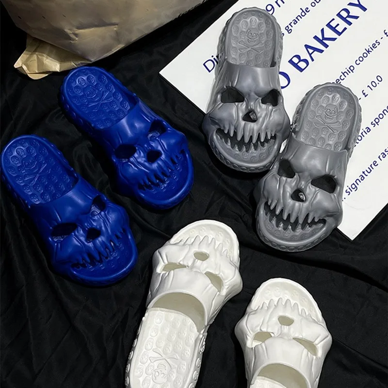 High Quality EVA Skull Design Slippers Summer Outdoor Novelty Slide Thick Sole Platform Beach Non Slip Men Women Cloud Sandal