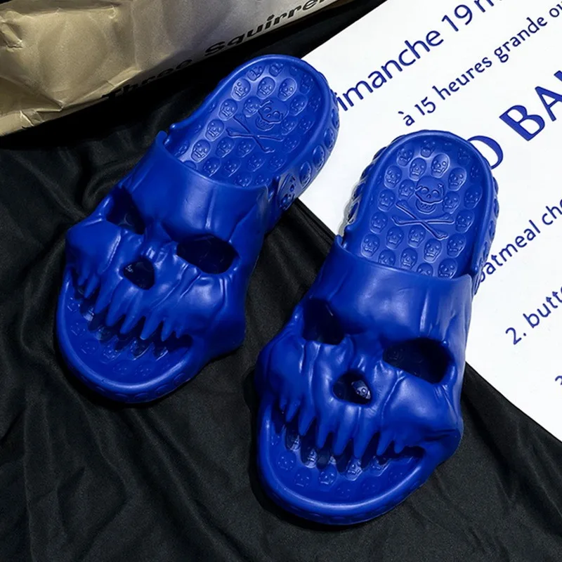 High Quality EVA Skull Design Slippers Summer Outdoor Novelty Slide Thick Sole Platform Beach Non Slip Men Women Cloud Sandal