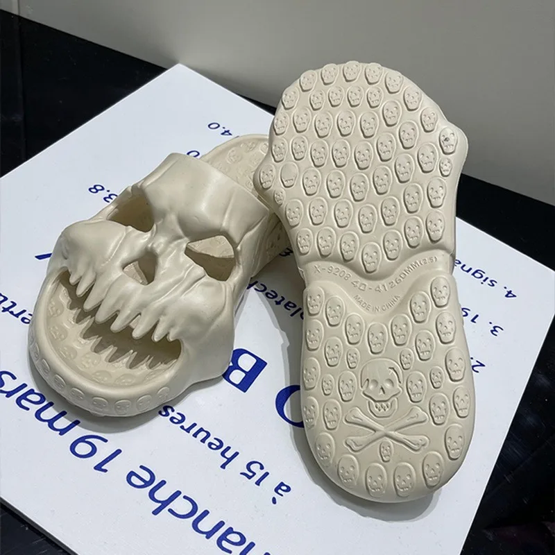 High Quality EVA Skull Design Slippers Summer Outdoor Novelty Slide Thick Sole Platform Beach Non Slip Men Women Cloud Sandal