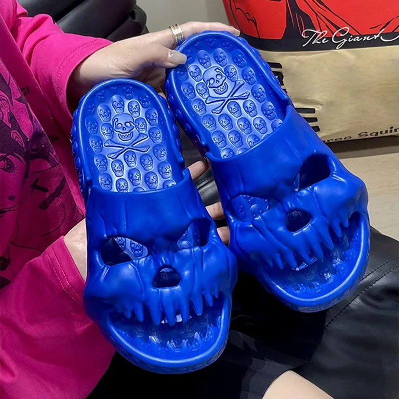 High Quality EVA Skull Design Slippers Summer Outdoor Novelty Slide Thick Sole Platform Beach Non Slip Men Women Cloud Sandal