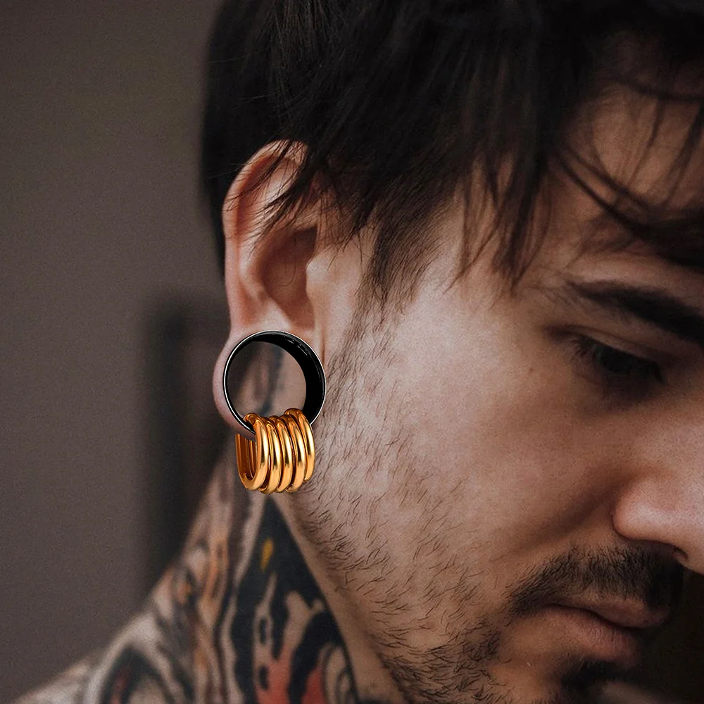 Doearko 2PCS New 316 Stainless Steel Fashion Ear Plugs Tunnels Matching Nose Rings Stretcher Studs Body Piercing Jewelry