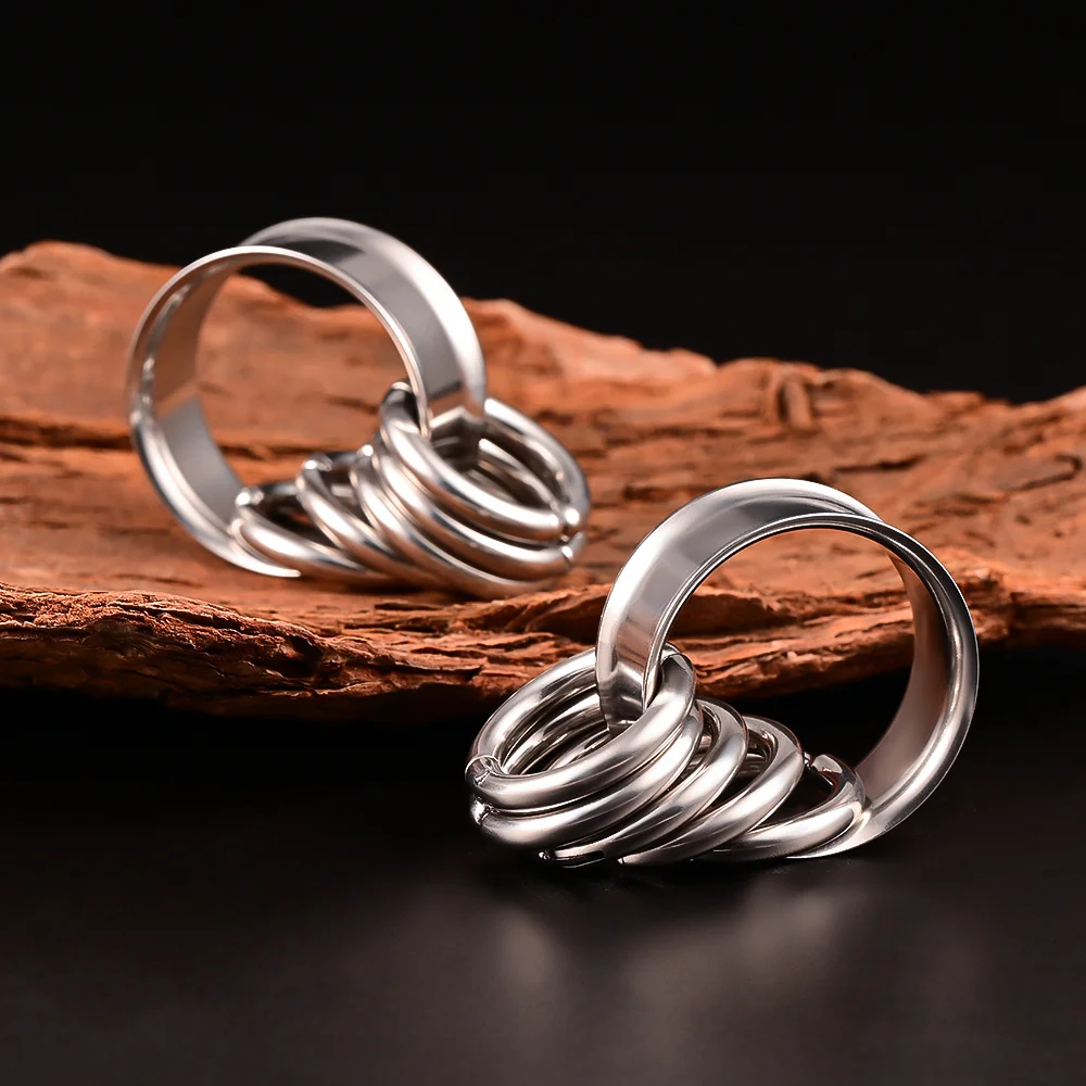 Doearko 2PCS New 316 Stainless Steel Fashion Ear Plugs Tunnels Matching Nose Rings Stretcher Studs Body Piercing Jewelry