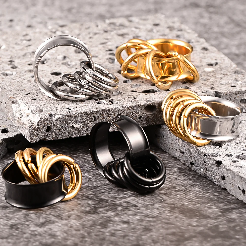 Doearko 2PCS New 316 Stainless Steel Fashion Ear Plugs Tunnels Matching Nose Rings Stretcher Studs Body Piercing Jewelry