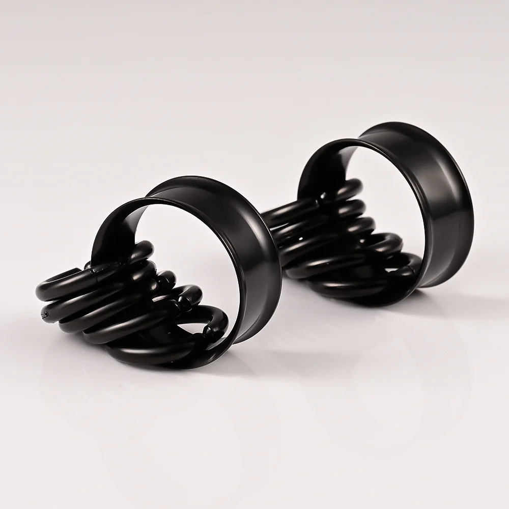 Doearko 2PCS New 316 Stainless Steel Fashion Ear Plugs Tunnels Matching Nose Rings Stretcher Studs Body Piercing Jewelry