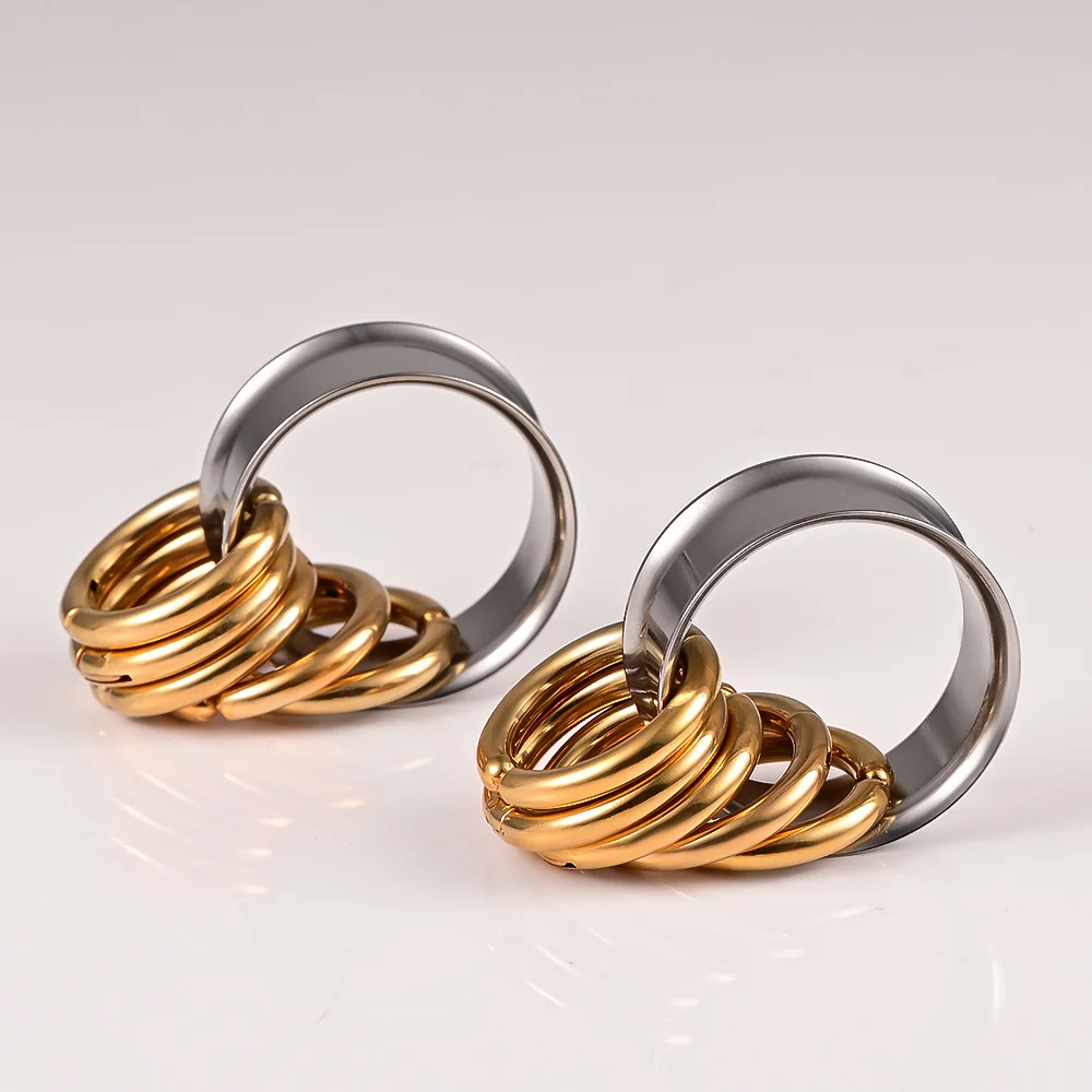 Doearko 2PCS New 316 Stainless Steel Fashion Ear Plugs Tunnels Matching Nose Rings Stretcher Studs Body Piercing Jewelry