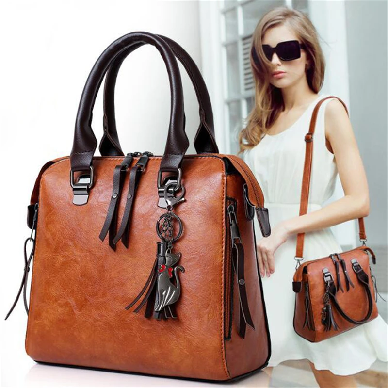 Women Composite Tassel Bag Luxury Leather Purse Handbags Famous Brands Designer Top-Handle Female Shoulder Bag 4pcs/set