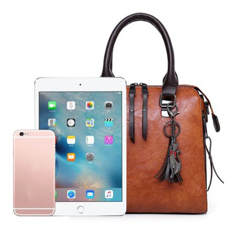 Women Composite Tassel Bag Luxury Leather Purse Handbags Famous Brands Designer Top-Handle Female Shoulder Bag 4pcs/set