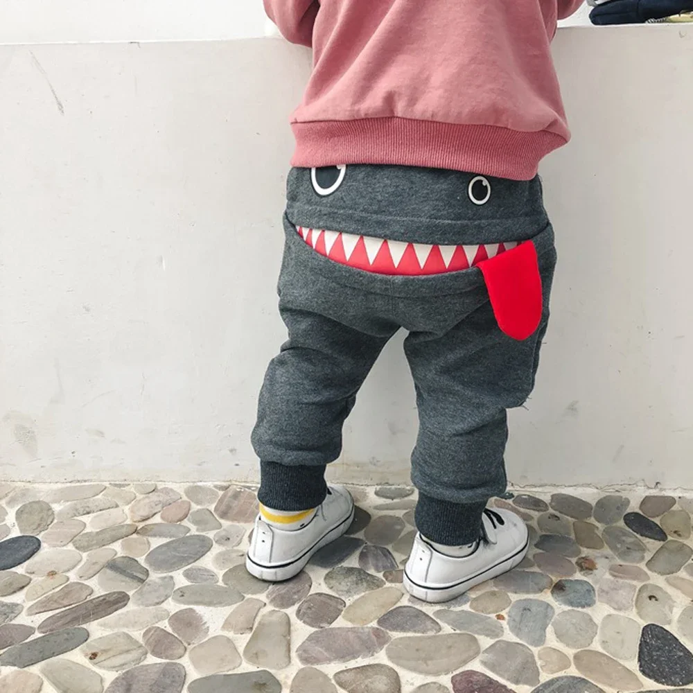 Casual Baby Children Pants Toddler Boys Girls Cute Big Mouth Monster Trousers Costumes Long Cototn Infant Cartoon Panty Clothes