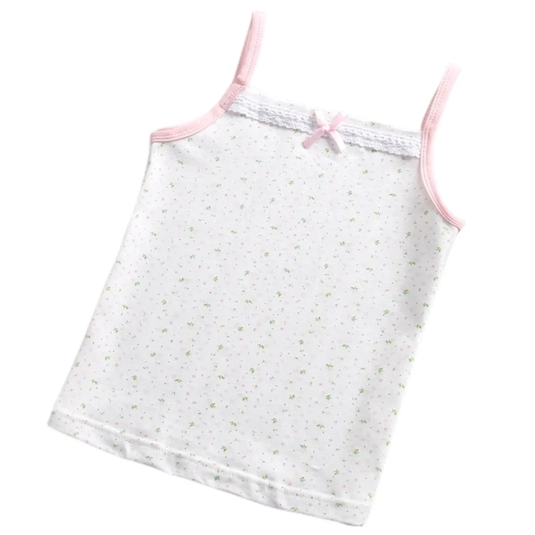 3pcs/Lot Girls Singlet Underwear Tank Cute Design Undershirts Cotton Tank Bow Tops for Baby Girl Size 100-150 Breathable Tops