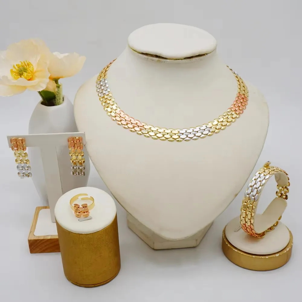 Luxury Choice Gold Color Women Jewelry Sets Necklace Earrings Bracelet Rings Sets Elegant Set Ethiopia Dubai Wedding Party Gifts